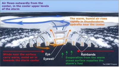 Illustration of the circulation within a hurricane