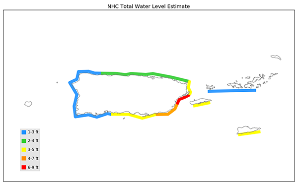 Map showing surge in Puerto Rico