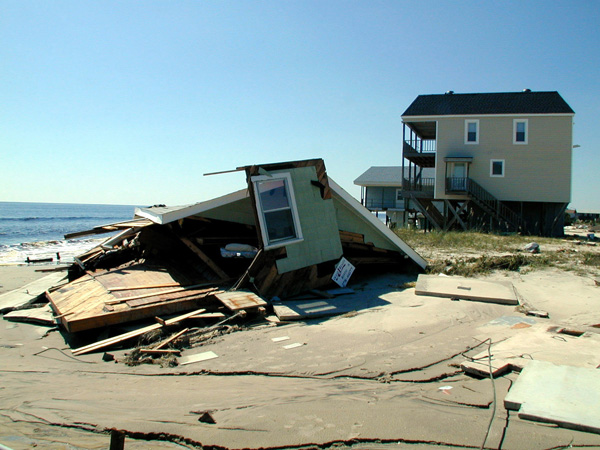 Image of a damaged house after Hurricane Floyd (1999).