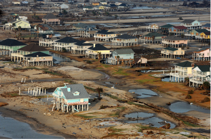 Photo showing the damage on Bolivar Peninsula, TX after Hurricane Ike (2008)