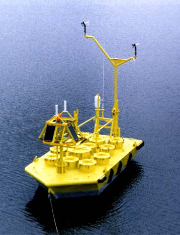 Photo of NOAA data buoy 41010, which was crossed by the eye of Hurricane Floyd in 1999.