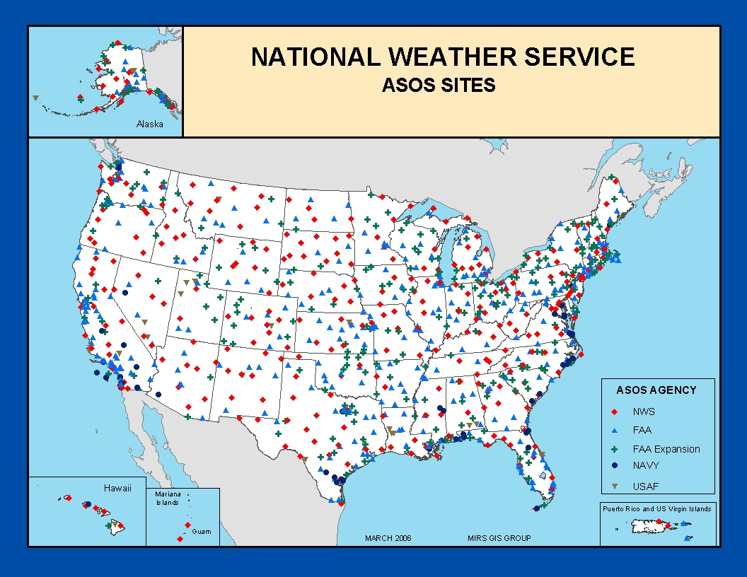 Map of ASOS sites.