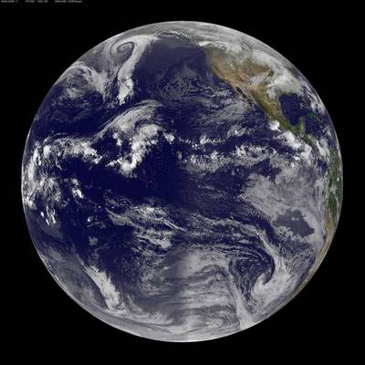 Image from the GOES West satellite showing the full disk view.